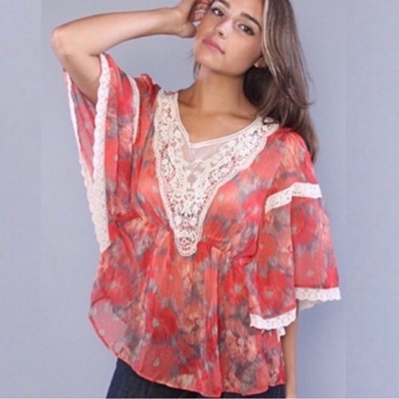 Free People Daydreamer Floral Chiffon & Lace Top - Picture 8 of 8